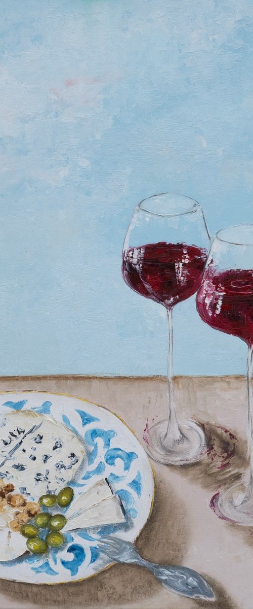 Two glasses. Original oil painting by Anastasia Antia