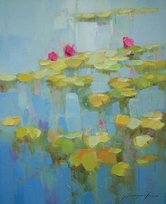 Waterlilies, Original oil Painting, Handmade artwork, One of a Kind