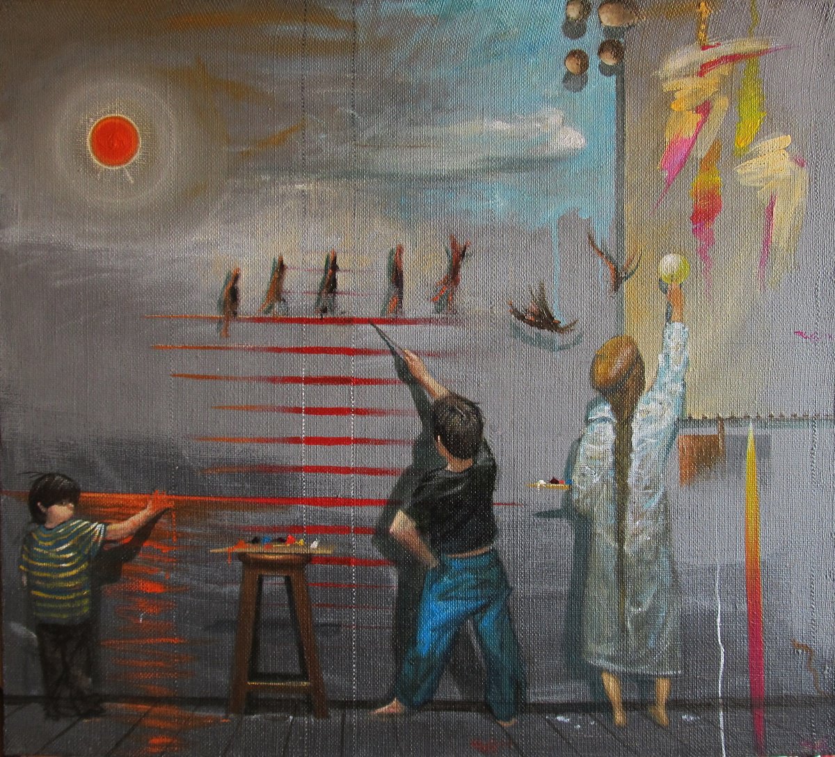 Impressionistic Portrait Oil Painting By Serhiy Roy, 39 X 35", Nonconformists, Original Artwork