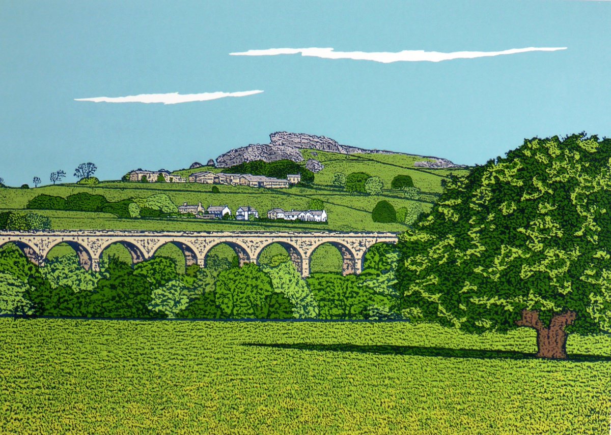 Landscape Screenprint By Talia Russell, 38 X 28", Almscliffe Cragg, Original Artwork