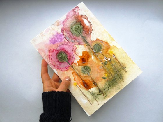 Hot summer flowers - abstract watercolor