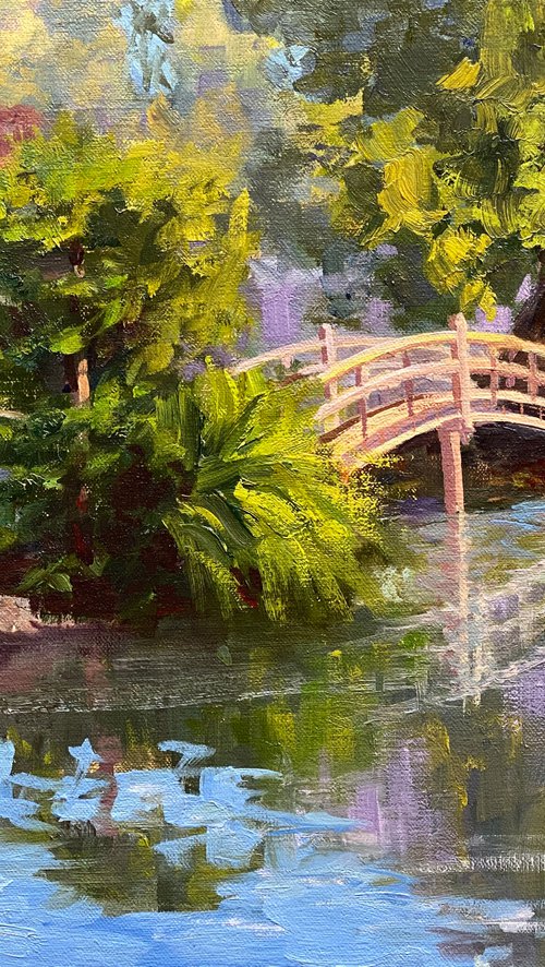 Moon Bridge Hakone Gardens by Tatyana Fogarty