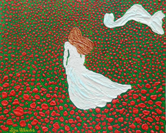 Poppy Fields Forever - Original, modern impressionist poppy floral fantasy impasto painting