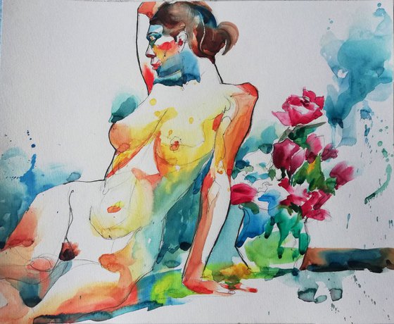 Nude with Roses