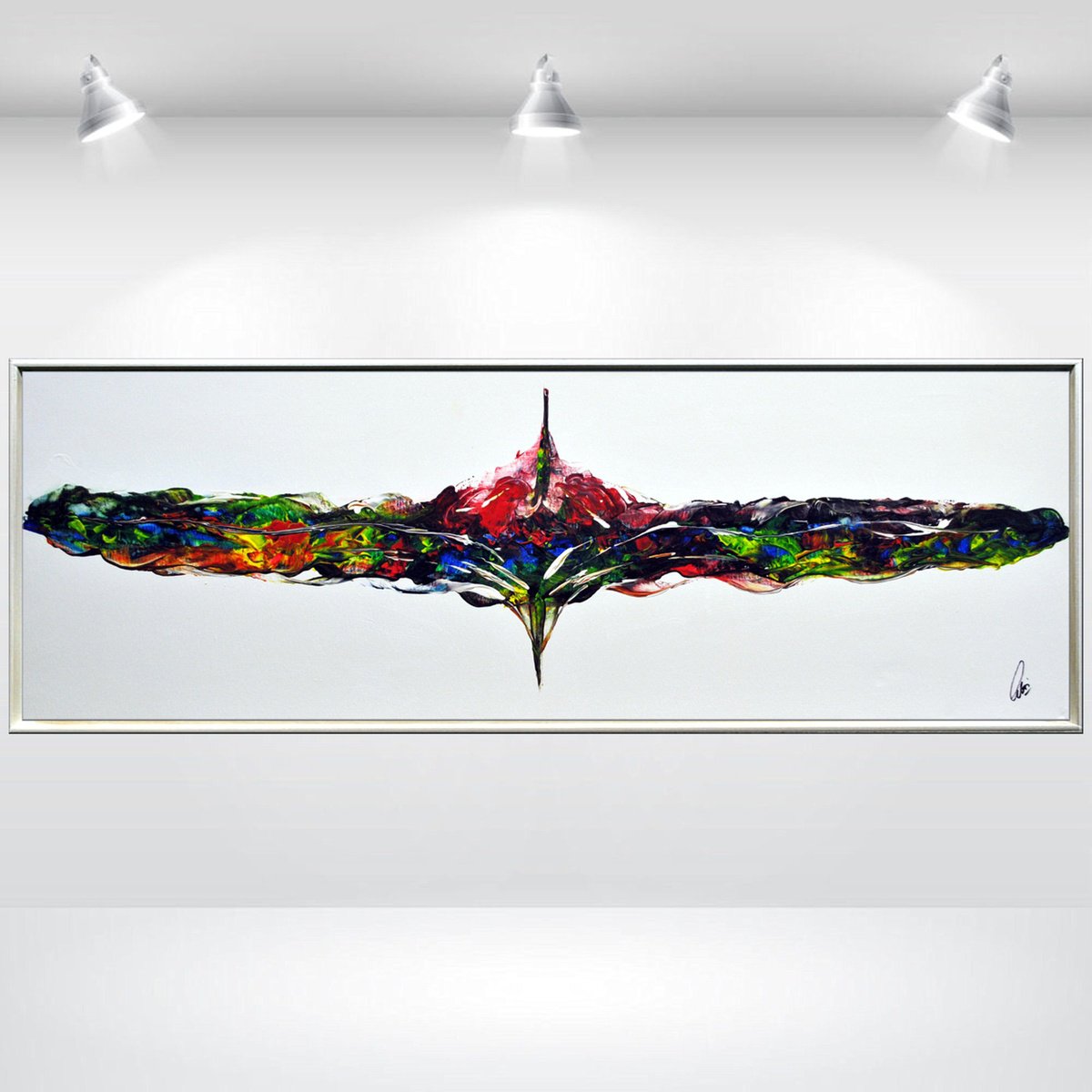 Abstract Acrylic Painting By Edelgard Schroer, 48 X 17, Dreamcatcher, Original Artwork