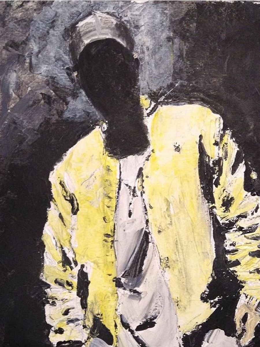 Expressive Portrait Acrylic Painting By Dominique Deve, 12 X 16, Playboy, Original Artwork