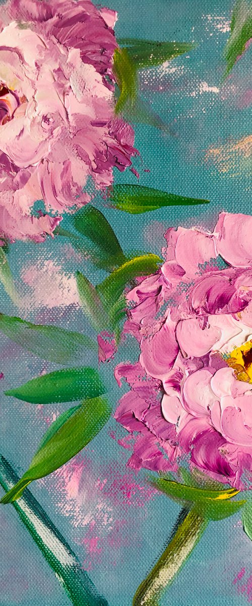 LITTLE PEONY - Pink flowers. Floral decor. Decorative painting. Little. Gentle. Flowering. Fleeting. by Marina Skromova
