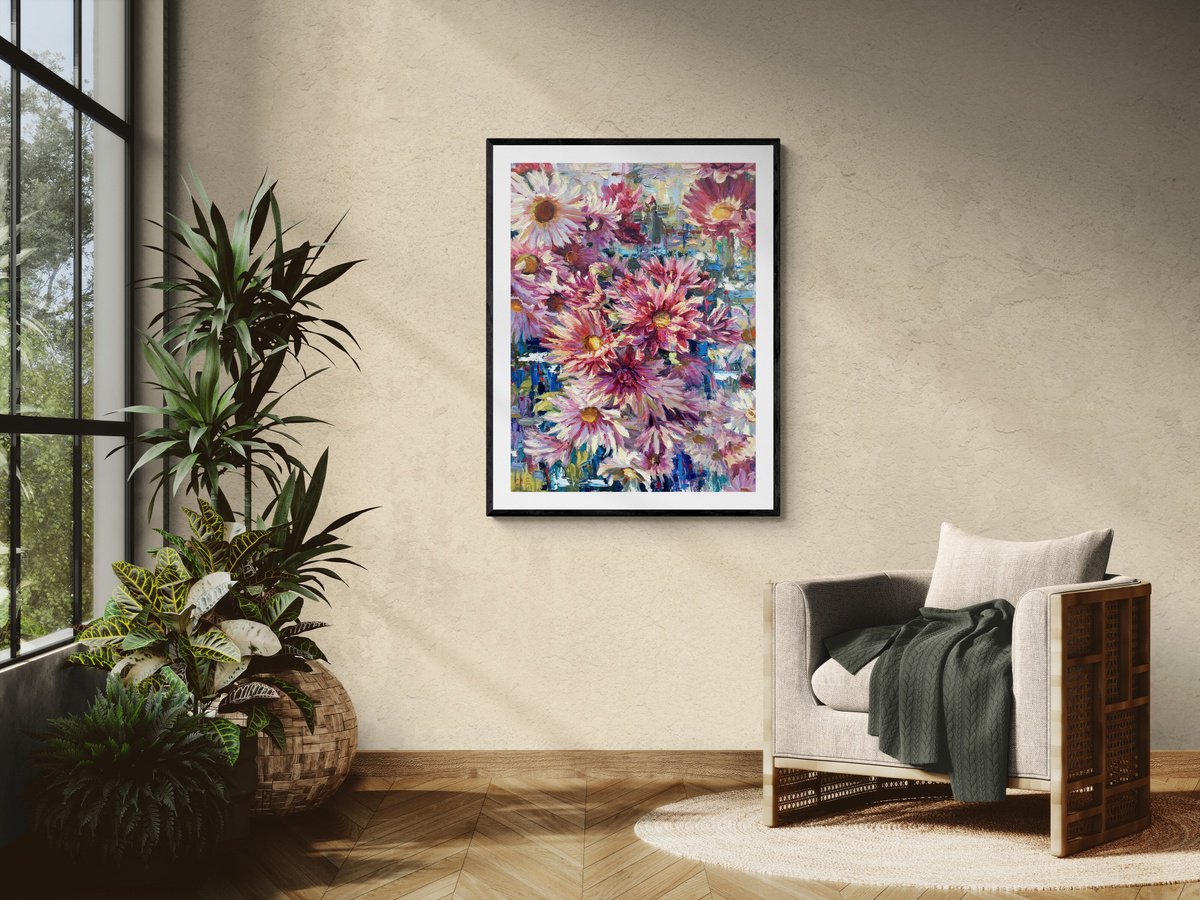 Impressionistic Botanical Oil Painting By Evgeny Chernyakovsky, 24 X 31, Bush Of Flowers, Original Artwork