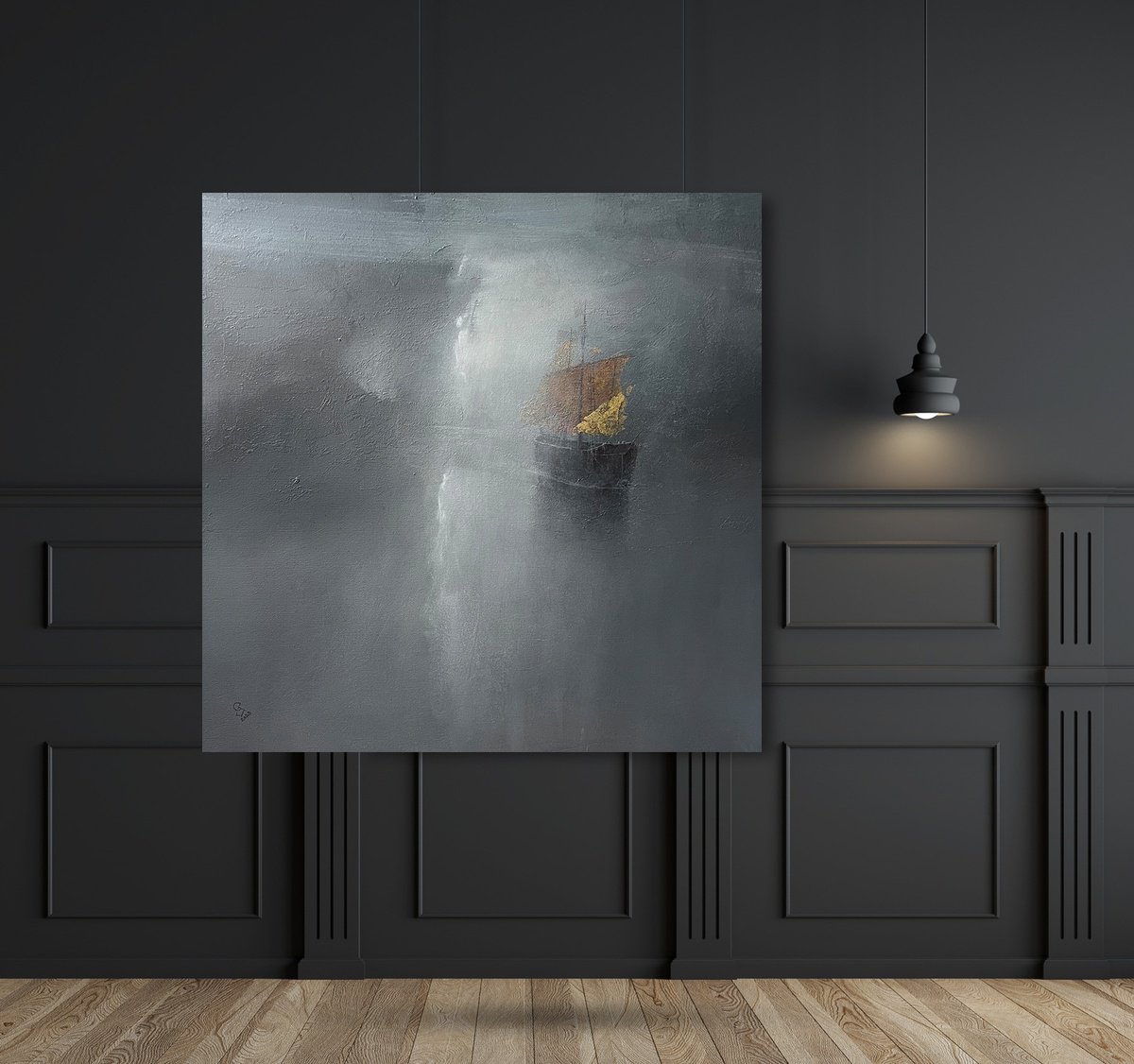 Abstract Landscape Oil Painting By Ivan Grozdanovski, 39 X 39, Harbor Of Destroyed Dreams, Original Artwork