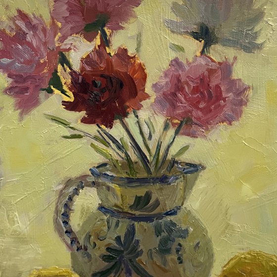 Backlit flowers and lemons