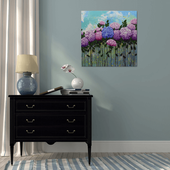 Hydrangeas Large Original Abstract Impasto Painting