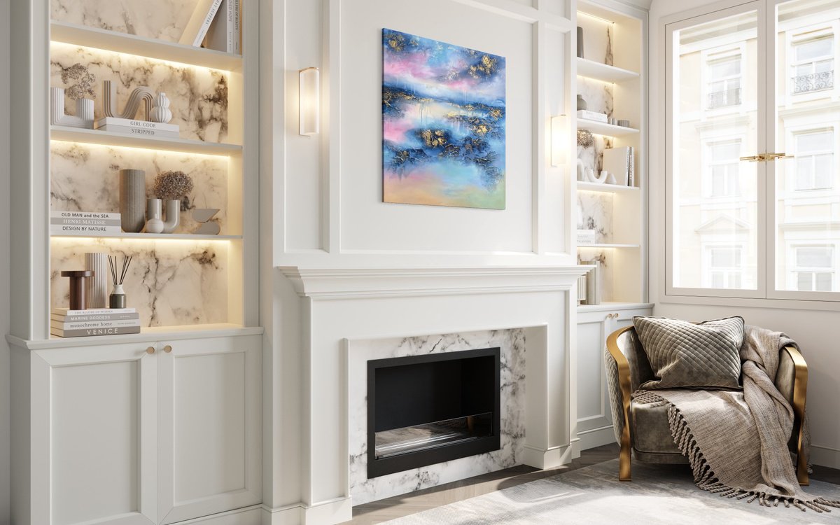 Abstract Landscape Painting By Vera Hoi, 35 X 35", "Summer Imagination", Original Artwork