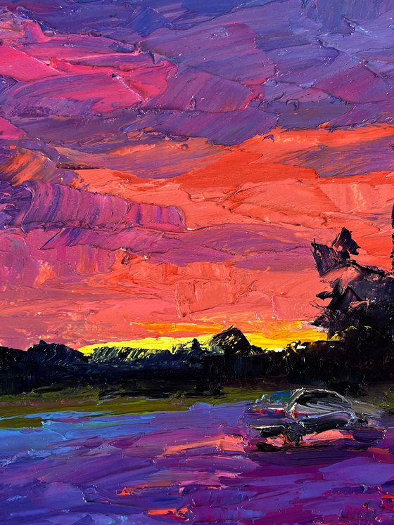 A Romantic Sunset Outside the City