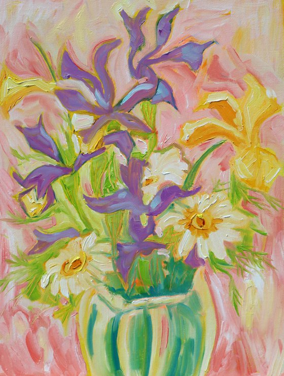 Spring Garden Flowers #2 - In a Green Vase