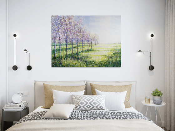 Meadow With Trees In Blossom