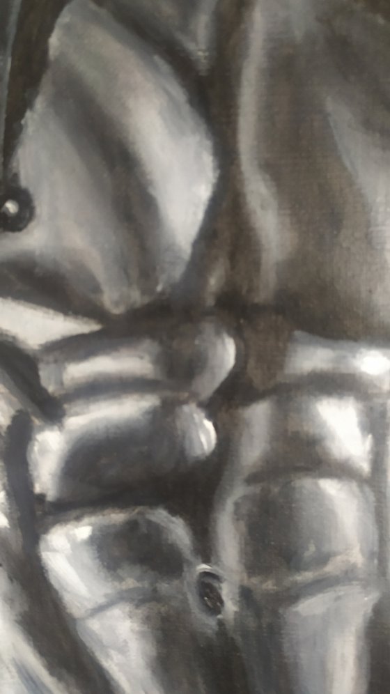 Biker, original nude erotic man body, gift, oil painting, art for home