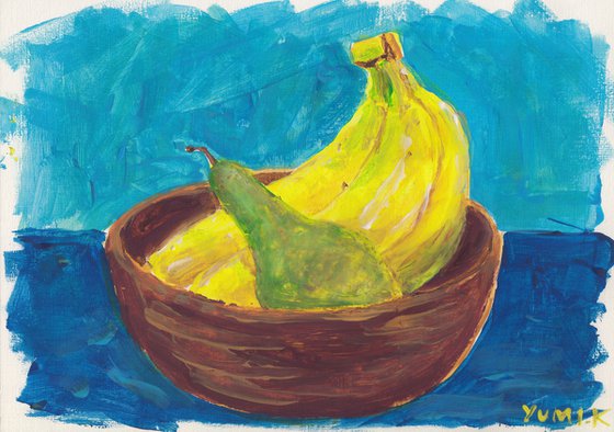 Still life with bananas and a pear2