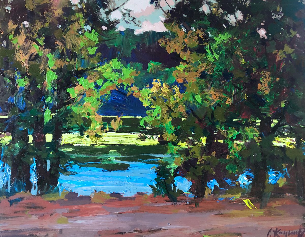 Summer Day By The River By Sergey Kachin, 35 X 28, Artwork For Sale On Artfinder
