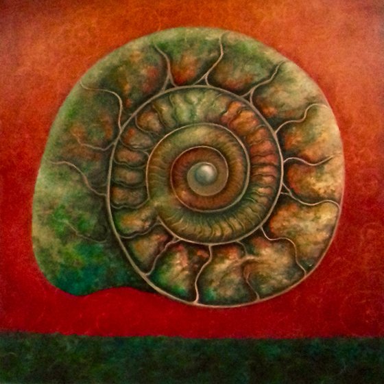 Green and Red Ammonite