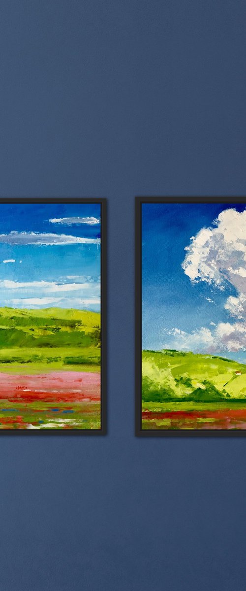 Set of 2 landscape paintings by Volodymyr Smoliak