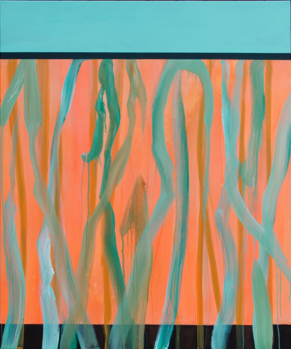 Organic Landscape Acrylic Painting By Katrin Roth, 39 X 47", Unknown Place 7, Original Artwork