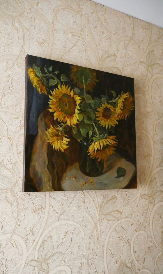 Sunflowers - sunflower still life painting