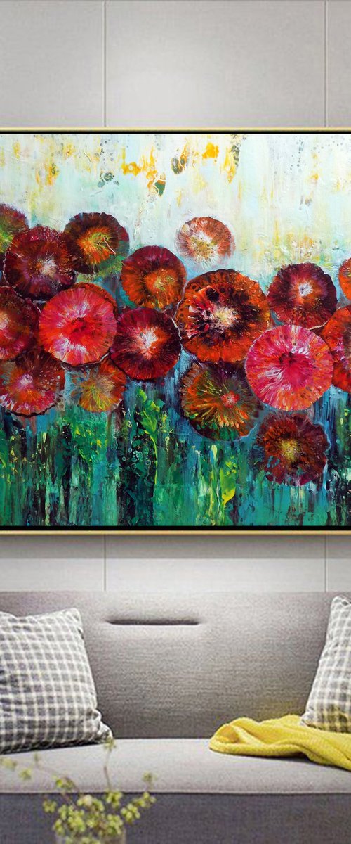 Garden with red flowers by Areti Ampi