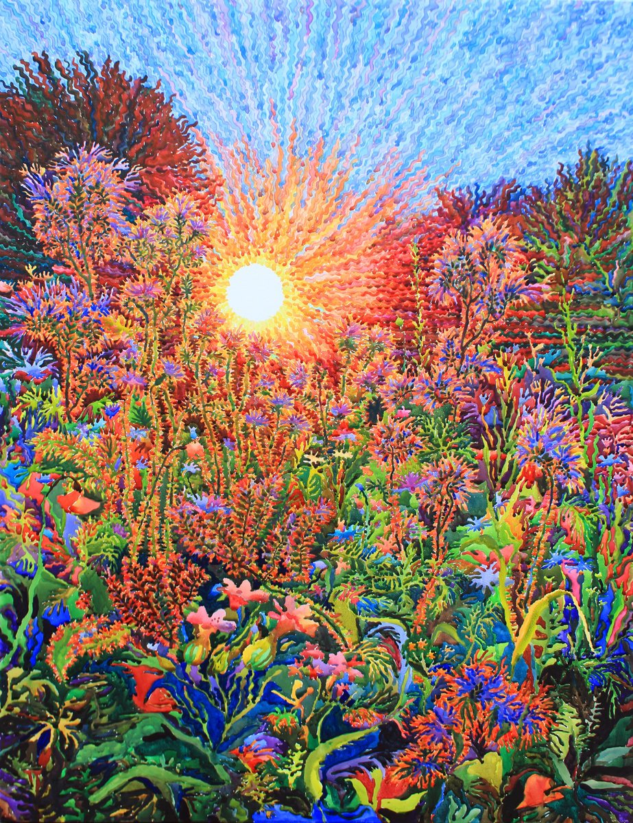 Impressionistic Botanical Watercolour By Tanbelia, 39 X 51", In The Summer Garden, Original Artwork