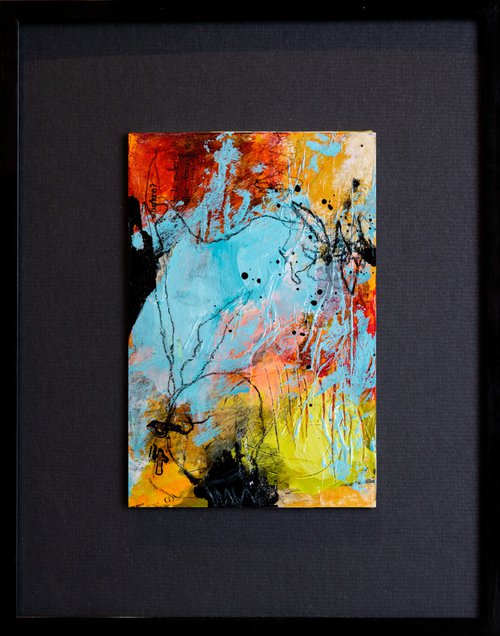 49 - Small abstract painting with mat by Chantal Proulx