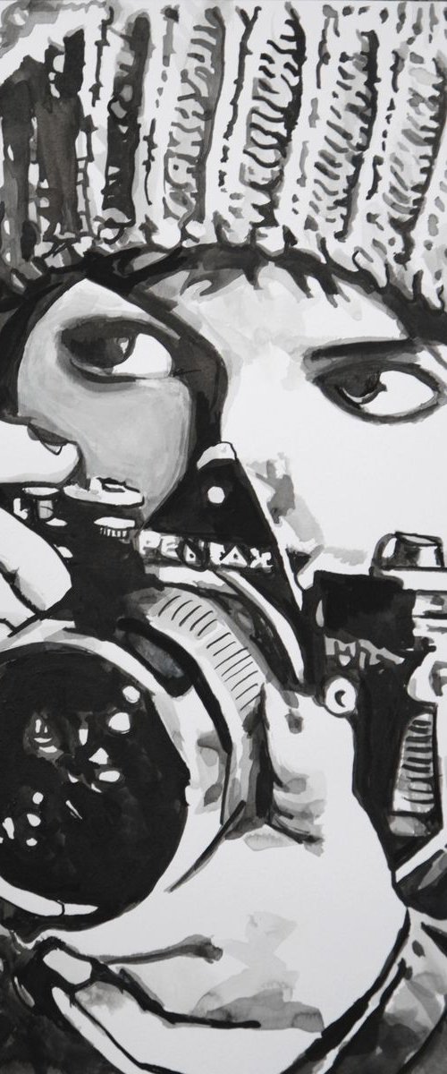 Girl with camera ID #7/ 42 X 29.7 cm by Alexandra Djokic