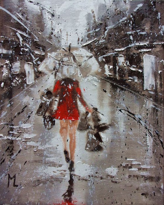 " BLACK FRIDAY SHOPPING :) " original painting CITY palette knife