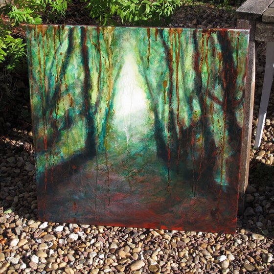The emerald forest - oil painting - woodland landscape