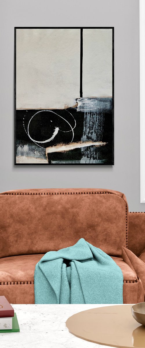 Abstraction No. 7321 -1 black & white by Anita Kaufmann
