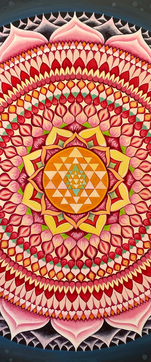 Sri Yantra. One thousand petals Lotus. by Diana Titova