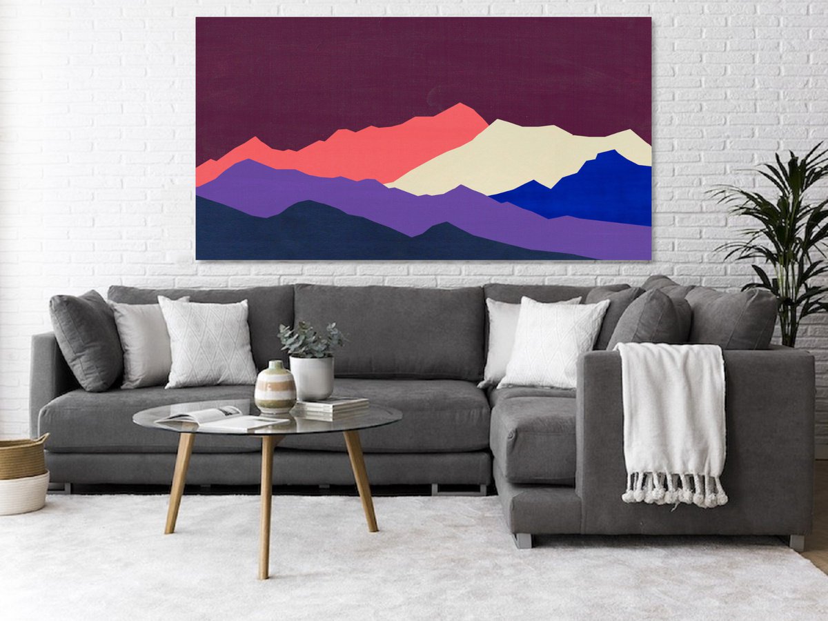 Abstract Mountains #30 - Shipping - Rolled in a Tube - Extra Large Abstract Landscape by Arisha Monn