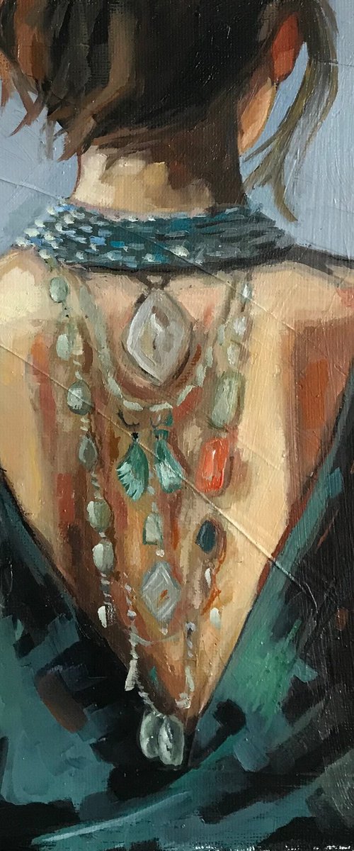 Woman from back 22x22cm by Leysan Khasanova