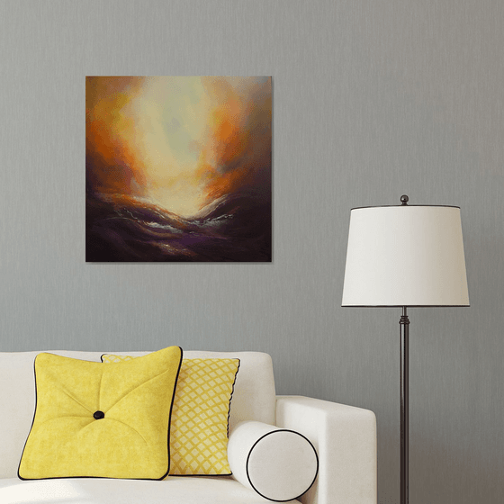 FIRE IN THE SKIES (Abstract seascape/landscape original oil painting)