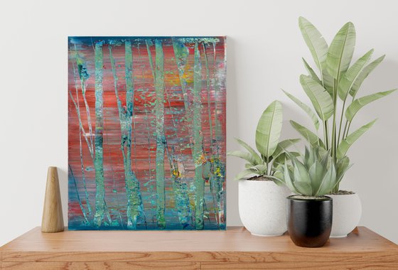 45x55 cm | 17.5 x 21.5″ Green Red Abstract painting Original Canvas Art