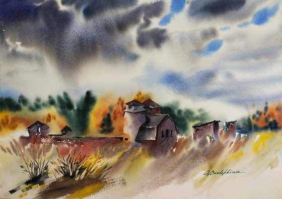 Old Farm. Autumn - autumn farm landscape