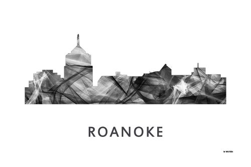 Roanoke Virginia Skyline WB BW by Marlene Watson