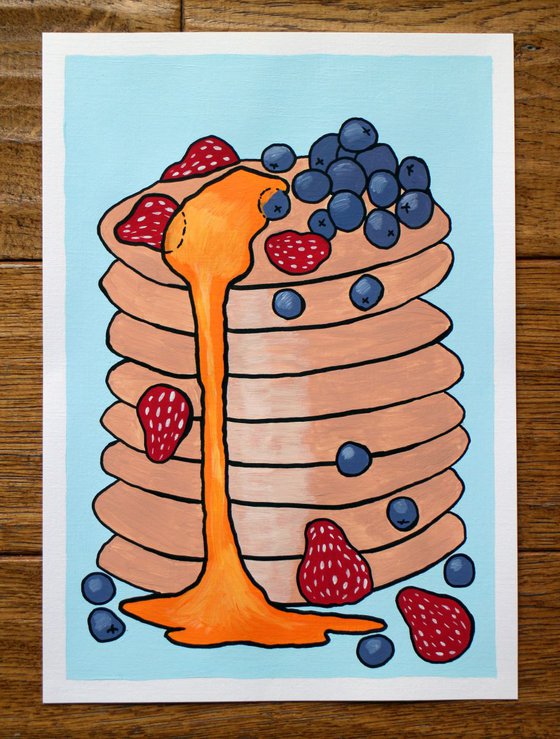 Pancake Tower Pop Art Painting On A4 Paper