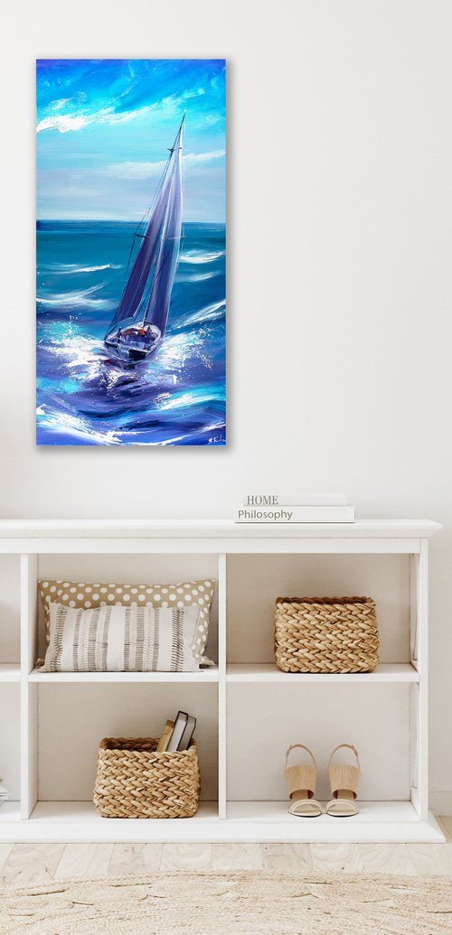 Sailing at turquoise by Bozhena Fuchs