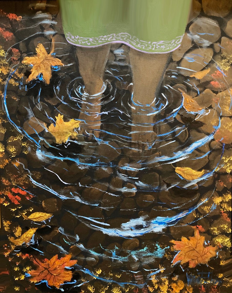 Impressionistic Portrait Acrylic Painting By William F. Adams, 16 X 20", Wading In History, Original Artwork