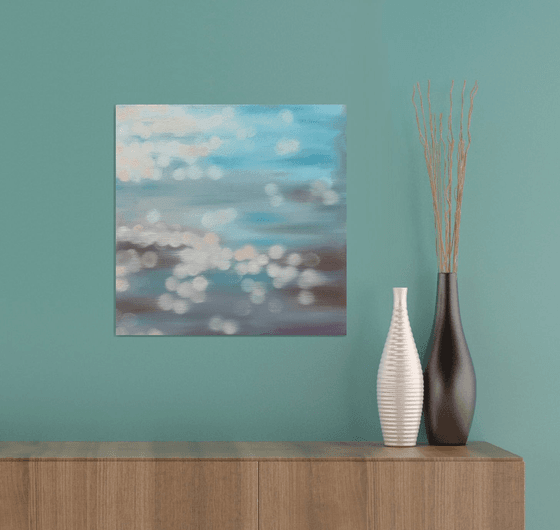 Bokeh blur water, blue light reflection