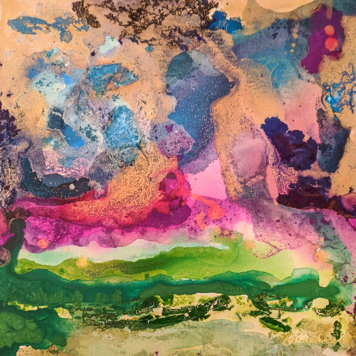 Abstract Painting By Shelli Finch, 12 X 12", Driving My Heart Back, Original Artwork