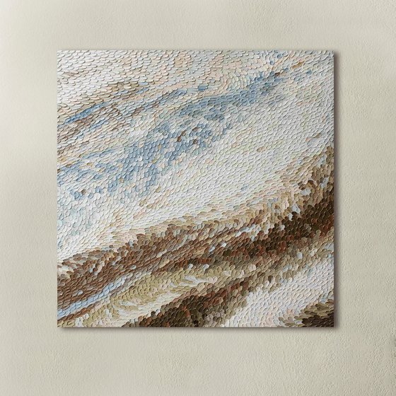 "Notta" High textured abstract brown blue