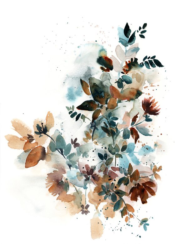 Abstract Florals Watercolor Painting 2 set