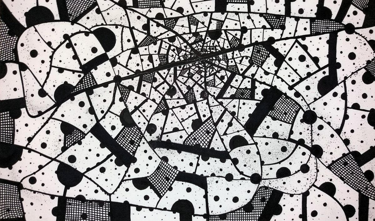 Abstract Acrylic Painting By Riccardo Ticco Capparella, 39 X 24", Just Behind The Corner #4, Original Artwork