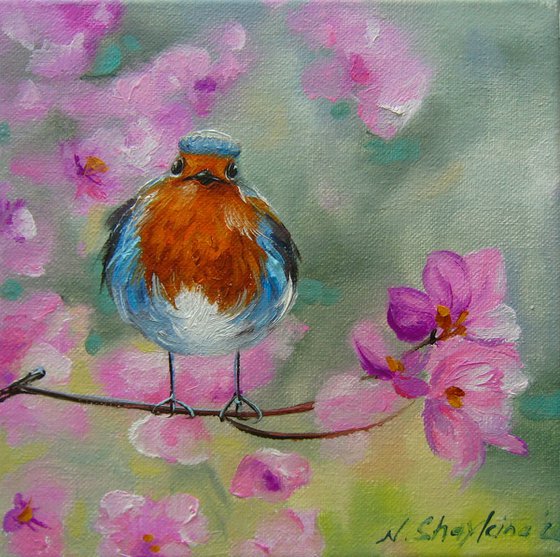 Robin Oil Painting on Canvas