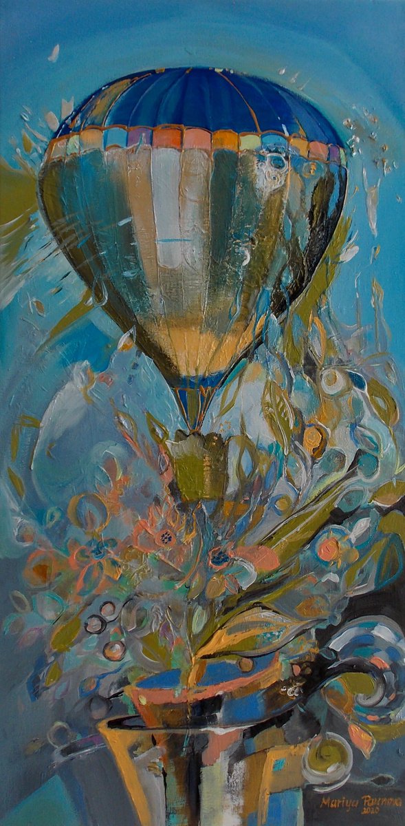 Impressionistic Landscape Acrylic Painting By Maria Paunova, 16 X 31", Point Of View, Original Artwork